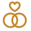 Gold rings and heart graphic