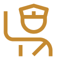 Police officer icon in orange