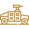 Military vehicle graphic on black background